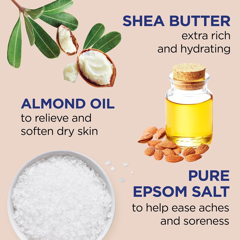 Dr Teal's Foaming Bath with Pure Epsom Salt, Shea Butter & Almond, 34 fl oz (Pack of 4) (Packaging May Vary) & Salt Soak with Pure Epsom Salt, Shea Butter & Almond, 3 lbs