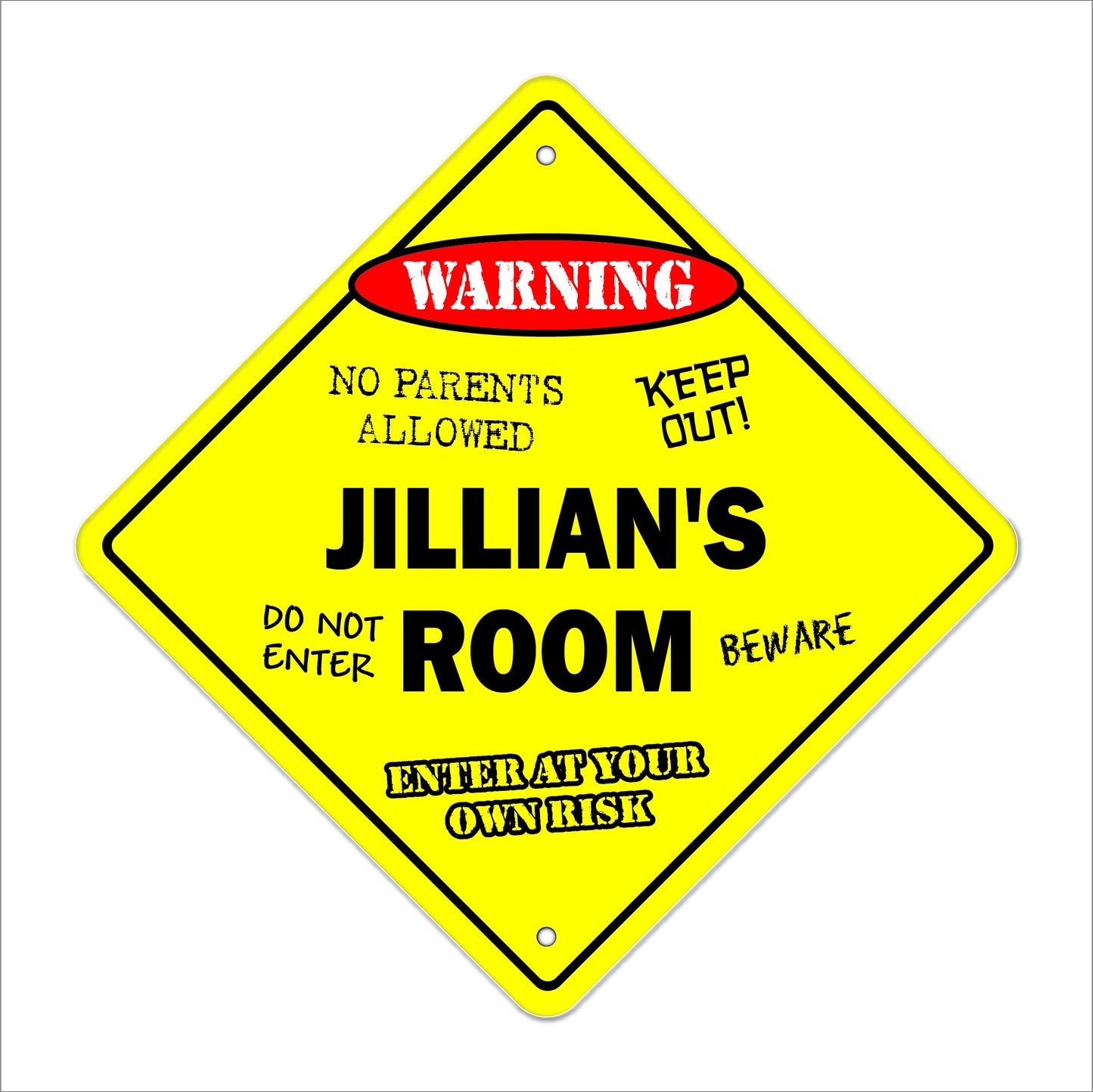 Jillian's Room Sign Crossing Zone Xing | Indoor/Outdoor | 12" Tall Kids Bedroom Decor Door Children's Name Boy Girl