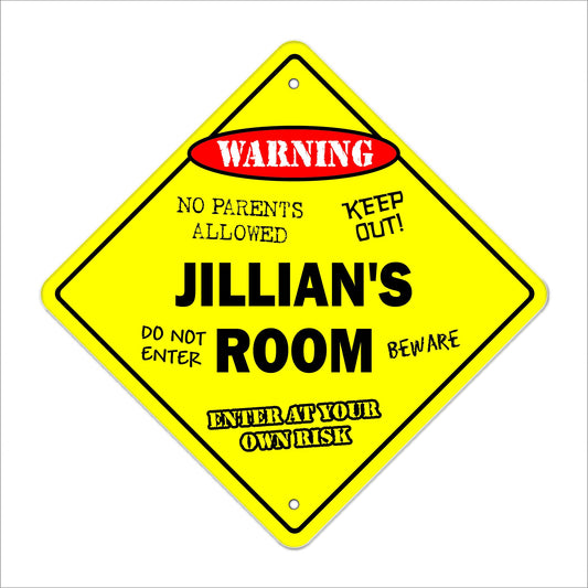 Jillian's Room Sign Crossing Zone Xing | Indoor/Outdoor | 12" Tall Kids Bedroom Decor Door Children's Name Boy Girl