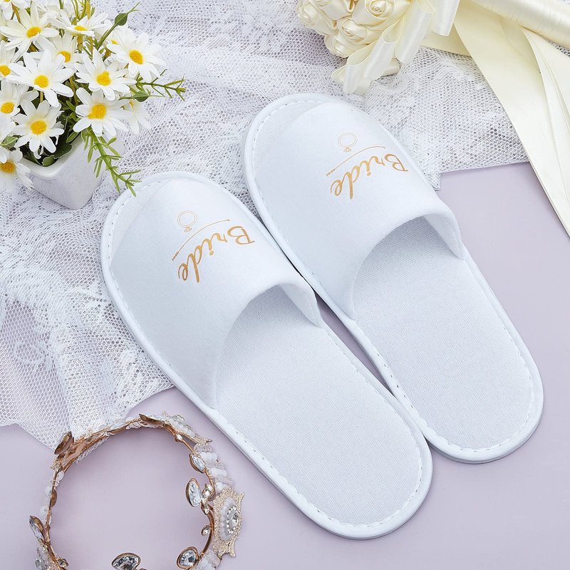 Ramede Set of 12 Bridesmaid Slippers, Disposable Wedding Slippers Bulk, Bride & Bridesmaid Tribe Gifts for Wedding Day Bridal Party, Bachelorette Party Favors (one Size Fits Us 6-10)