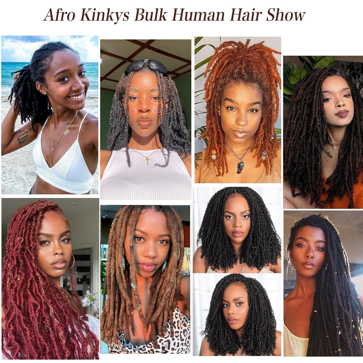 Afro Kinkys Bulk Human Hair 100g 10 Inch Chocolate Brown Afro Kinky Curly Human Hair Bulk for Dreadlock Extensions, Micro Locs, Braiding Twists, Braids and Repair Locs 4#