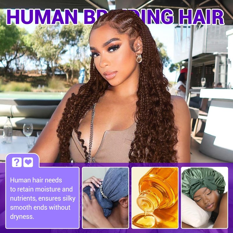 Human Braiding Hair for Boho Braids 110g Deep Wave Boho Bulk Human Hair for Braiding Knotless 12A Wet and Wavy Bohemian 3 No Weft Bundles/Pack Curly Braids Natural Color 14 Inch