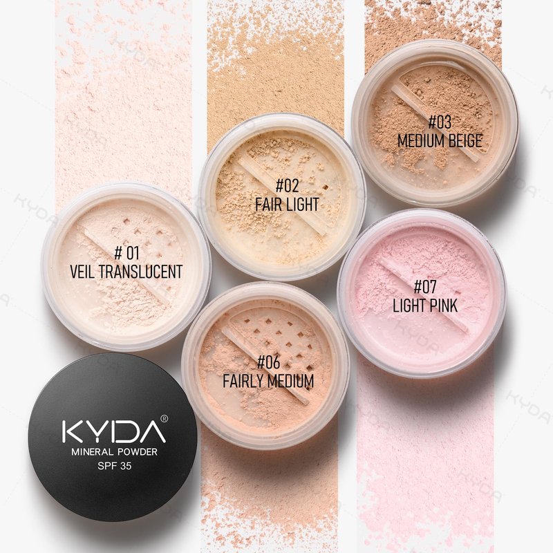 KYDA Mineral Powder Foundation, SPF 35, Lightweight Loose Powder, Skin-Improving, Buildable Coverage, Natural Glow Base Makeup, 0.28 oz, Medium Beige