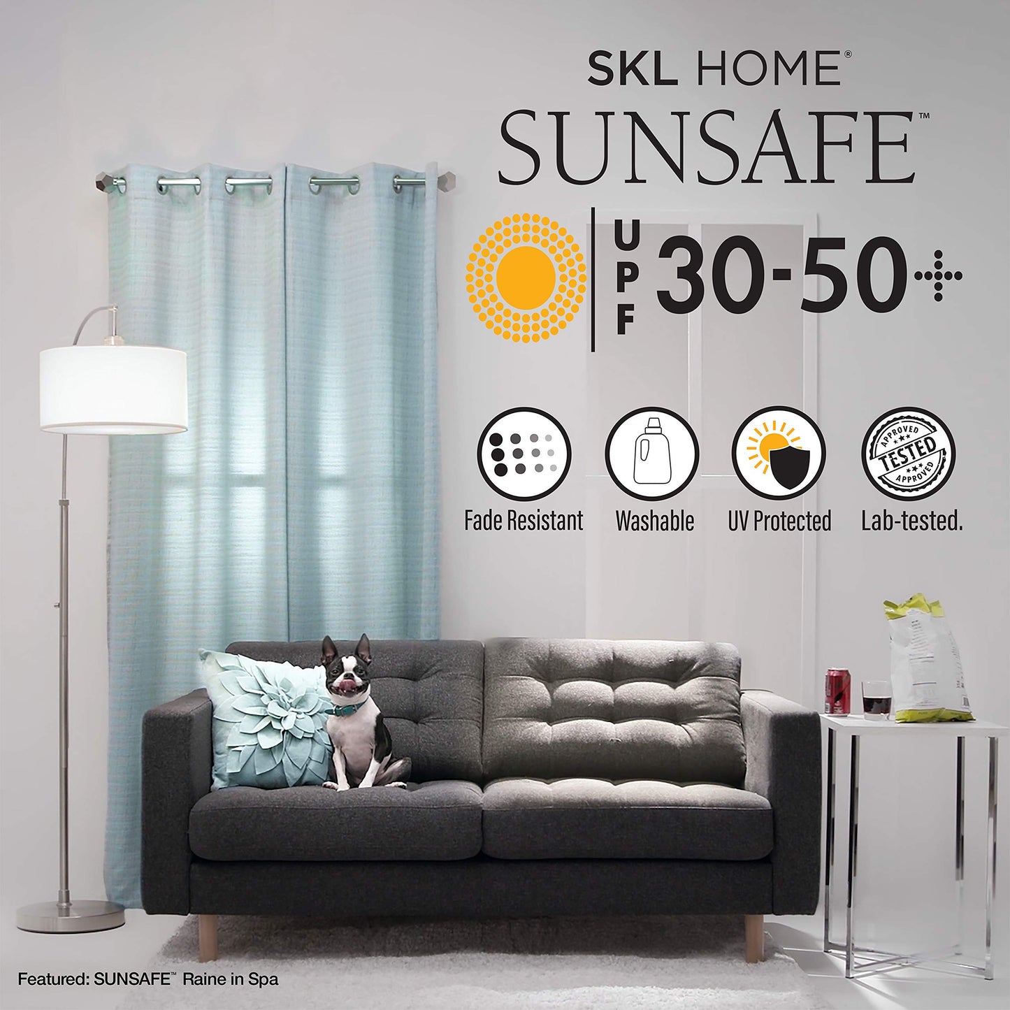 SKL Home SUNSAFE Kali Light-Filtering Panel, 40 in x 108 in, Dove Gray