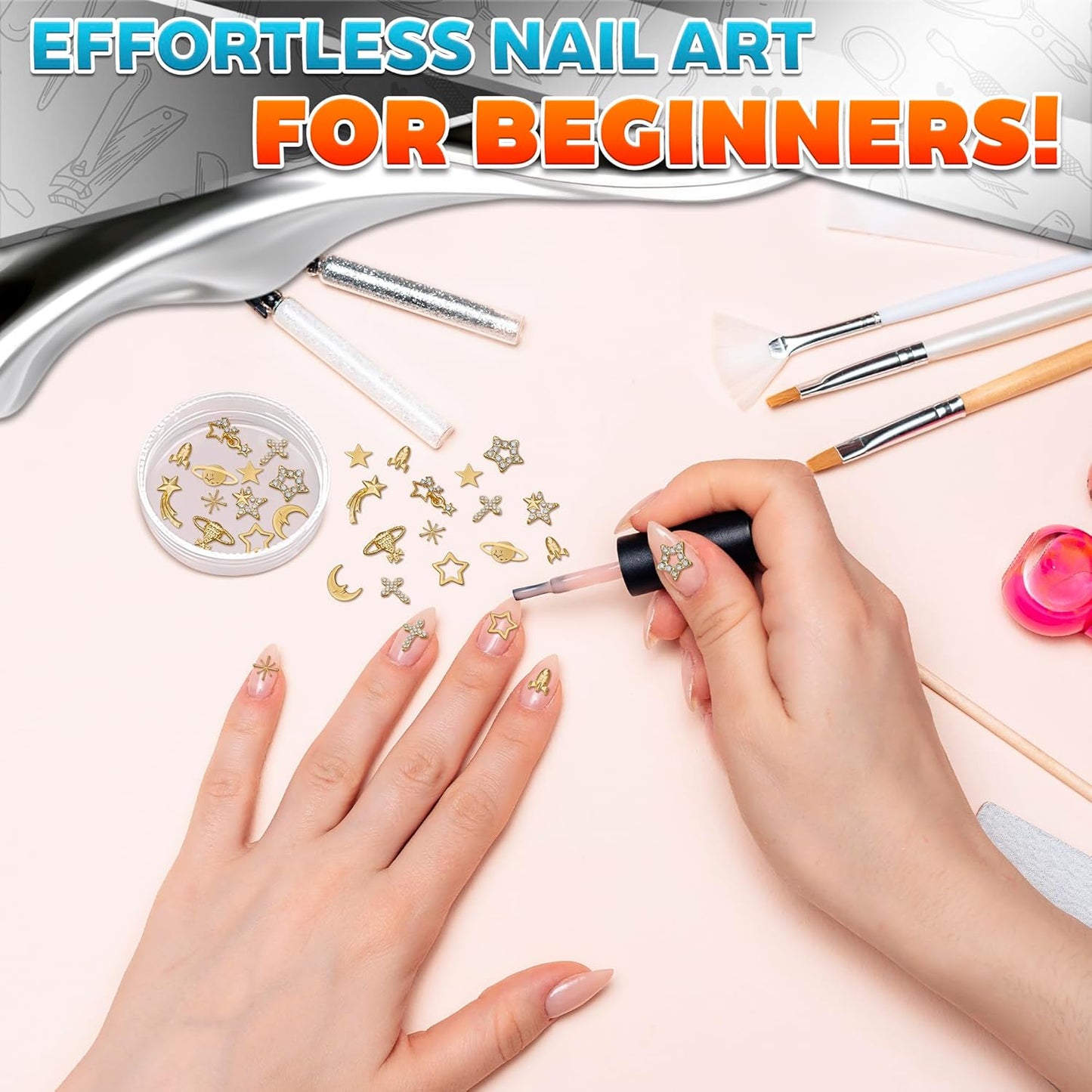 100 Pcs Silver Cross Nail Charms and Gems – 3D Acrylic Cross Charms for Nails for DIY & Professional Manicure – Easy-to-Apply & Durable Nail Decorations, Versatile for Y2K & Nail Studs