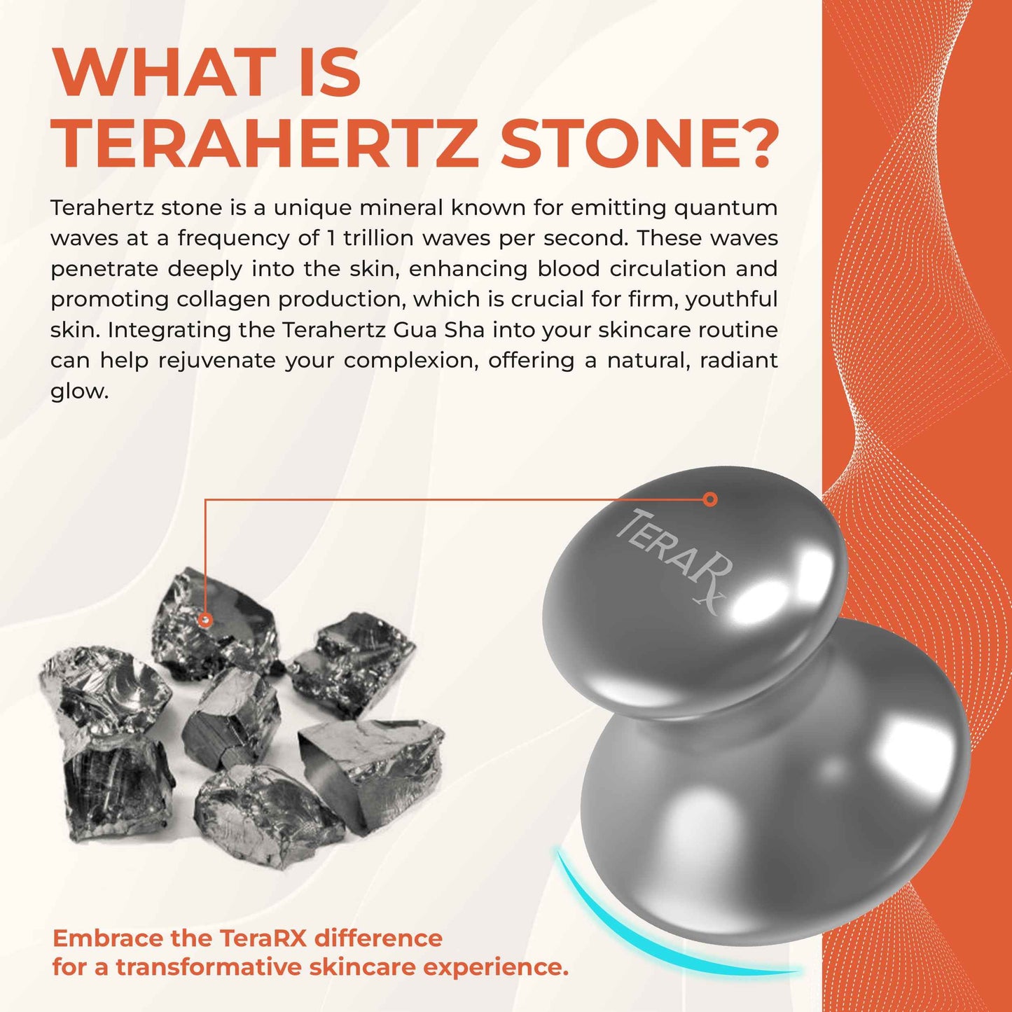 TeraRX® Terahertz Stone Gua Sha & Massage Tools – Authentic Terahertz Tools for Lymphatic Drainage, Tension Relief, and Facial Relaxation (Mushroom Gua Sha)