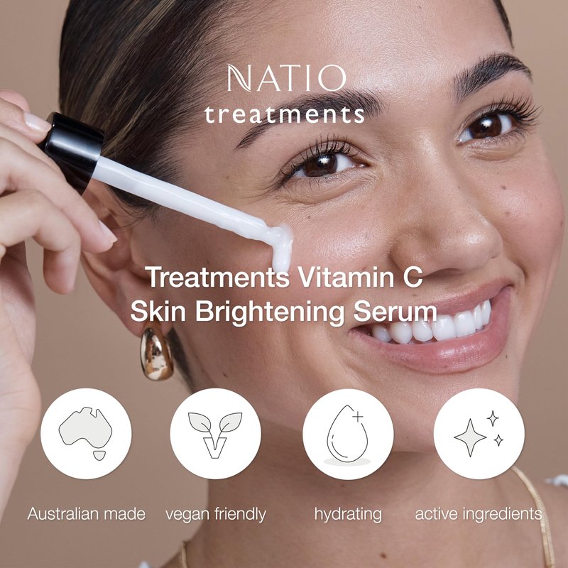 Natio Vitamin C Skin Brightening Serum, 1 oz - Antioxidant-Rich Vitamin C Face Serum - Radiance Boost with Aloe Vera, Shea Butter for All Skin Types