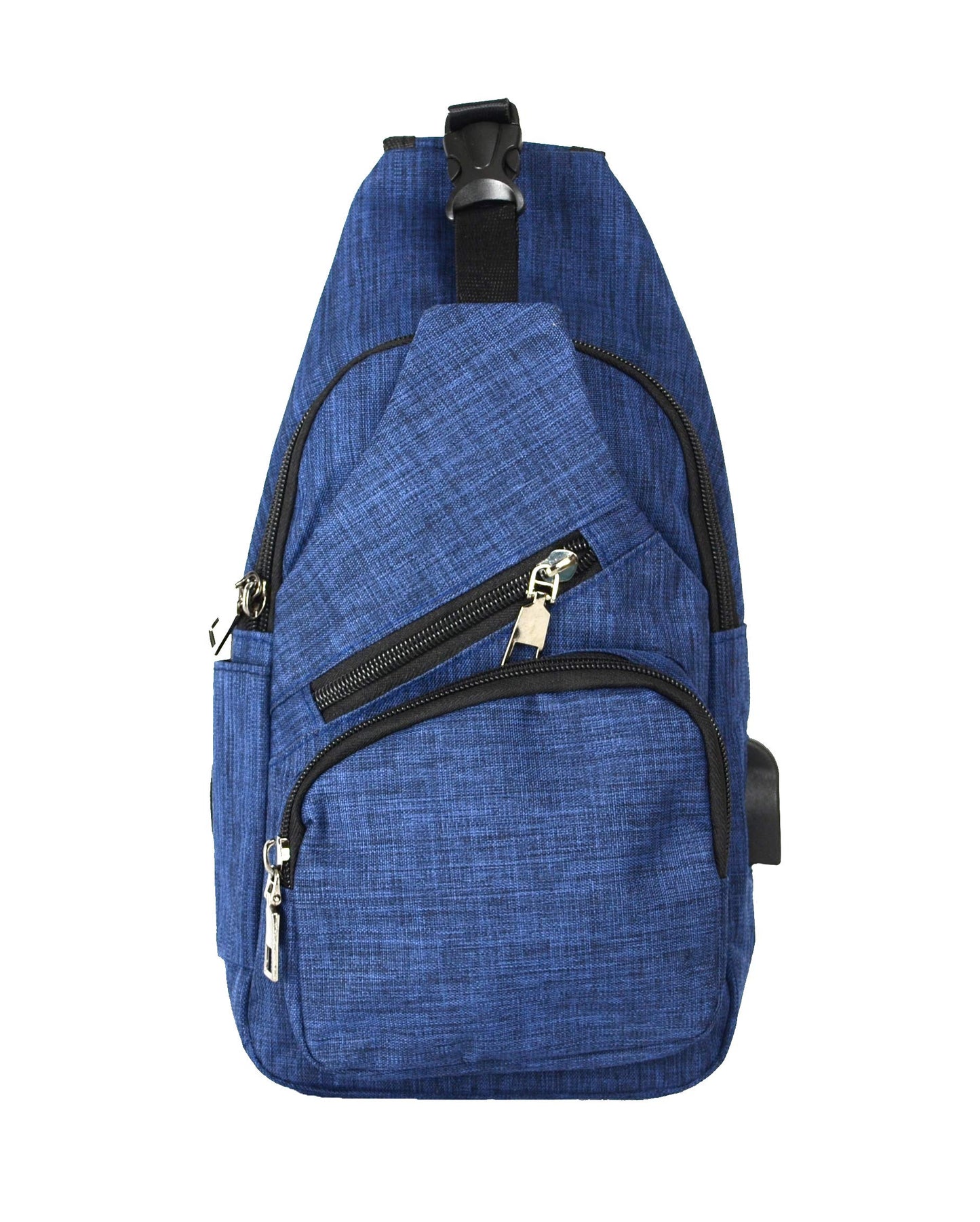 Nupouch Anti-Theft Daypack Crossbody Sling Backpack, USB Charging Connector Port, Lightweight Day Pack for Travel, Hiking, Everyday, Regular, Navy
