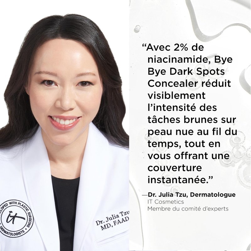 IT Cosmetics Bye Bye Dark Spots Concealer + Brightening Serum – 2% Niacinamide, Hyaluronic Acid & Caffeine - Medium Coverage, Natural Finish, All Skin Types – 20 Light Cool, 0.22 fl. oz
