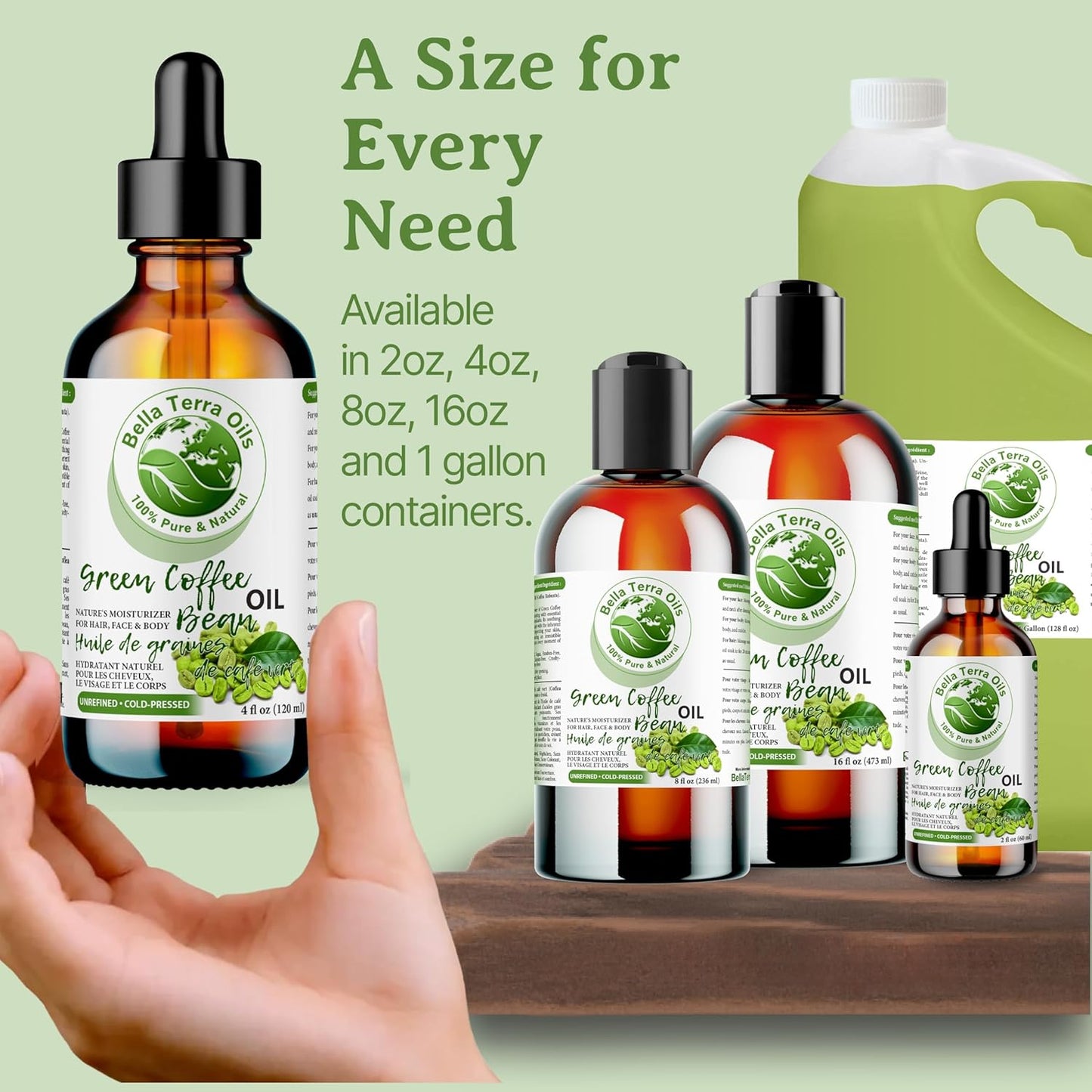 Green Coffee Bean Oil - 8 oz Natural Oil for Radiant Skin & Hair | Rich in Nutrients