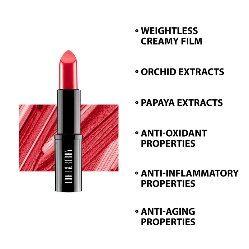 Lord and Berry Vogue Matte Lipstick - Rich, Highly Pigmented Lip Color - Infused with Papaya and Orchid Extracts - 7613 Red Queen - 0.81 oz