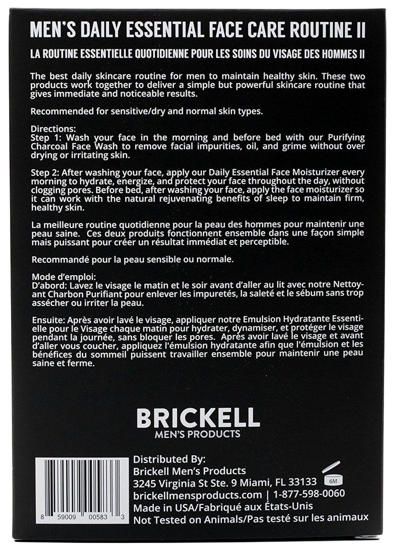 Men's Daily Essential Face Care Set - Purifying Charcoal Wash & Moisturizer | Activated Charcoal, Hyaluronic Acid, Aloe