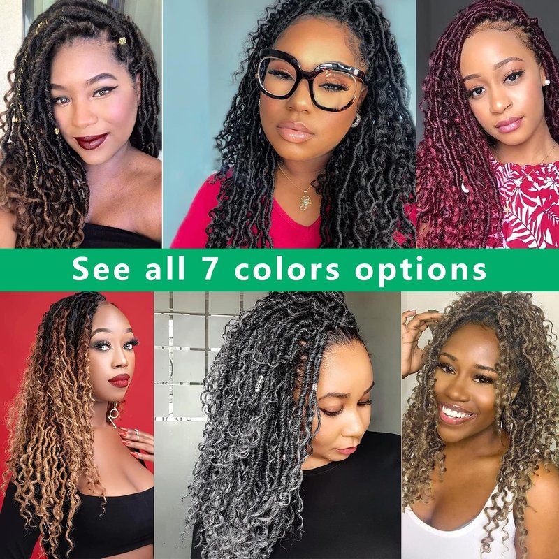 Faux Locs Crochet Hair - 14 Inch Ombre Grey Goddess Locs | 6 Packs Soft River Curly Pre-Looped Braids