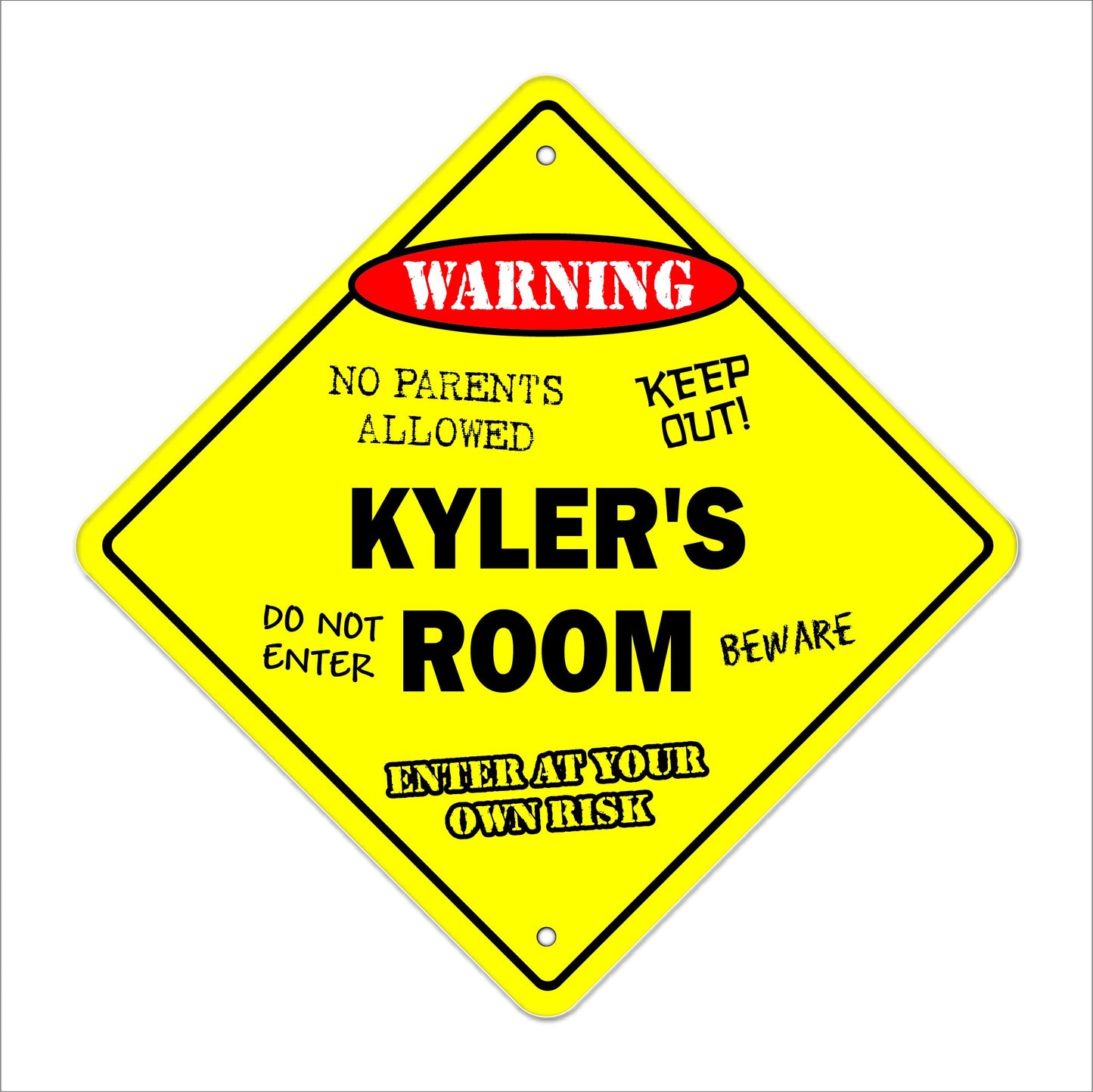 Kyler's Room Sign Crossing Zone Xing | Indoor/Outdoor | 12" Tall Kids Bedroom Decor Door Children's Name boy Girl