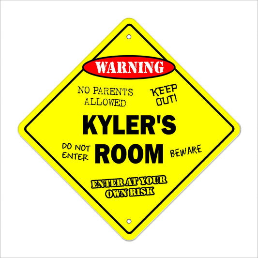 Kyler's Room Sign Crossing Zone Xing | Indoor/Outdoor | 12" Tall Kids Bedroom Decor Door Children's Name boy Girl