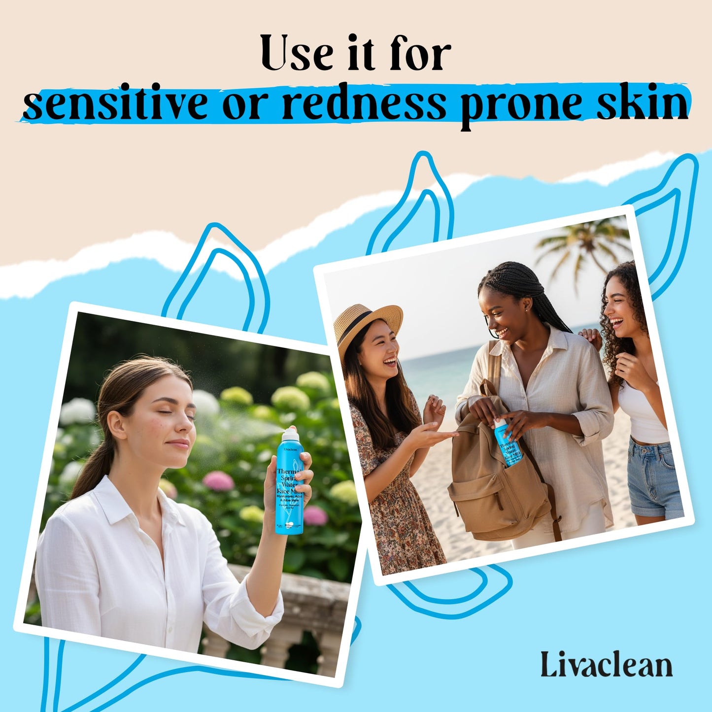 300ml + 50ml Thermal Spring Water Face Spray Mist Hydrating w/ Hyaluronic Acid & Aloe Vera - Hydrating Face Mist, Soothing & Calming, Mineral-Rich Skin Nourishment, Refreshing, 10 fl oz + 1.7 fl oz