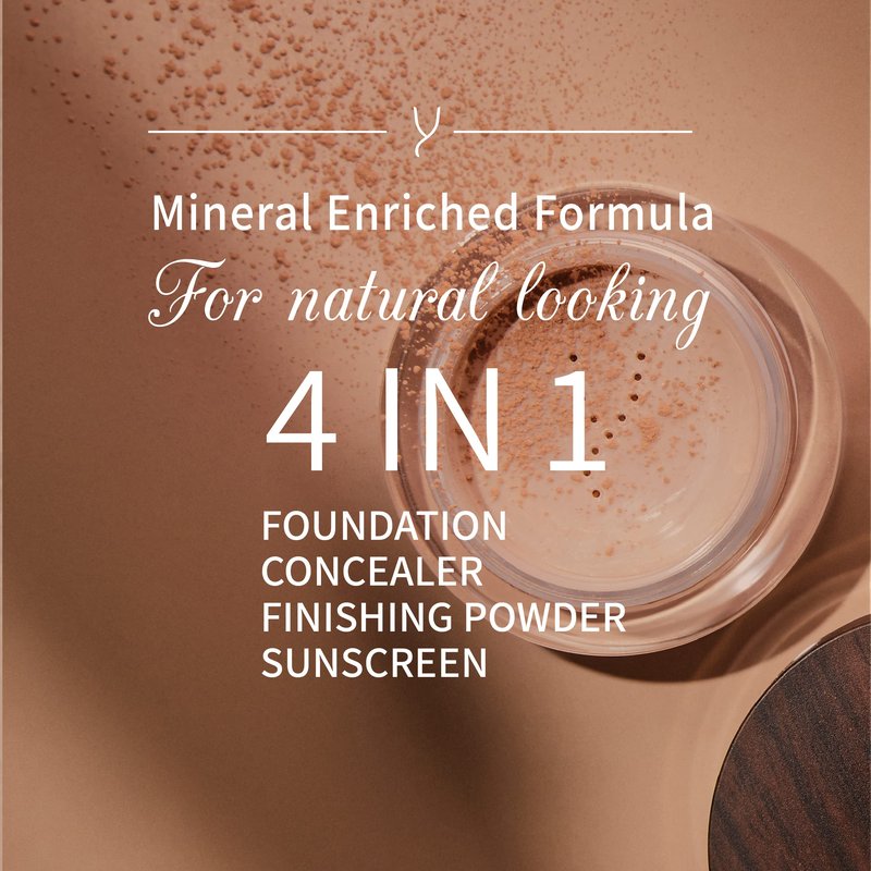 Vegan Mineral Powder Foundation Light to Full Coverage, Natural Foundation for Natural-Looking, Mica Mineral, Cruelty Free, No Chemicals by Gaya Cosmetics (MF3)