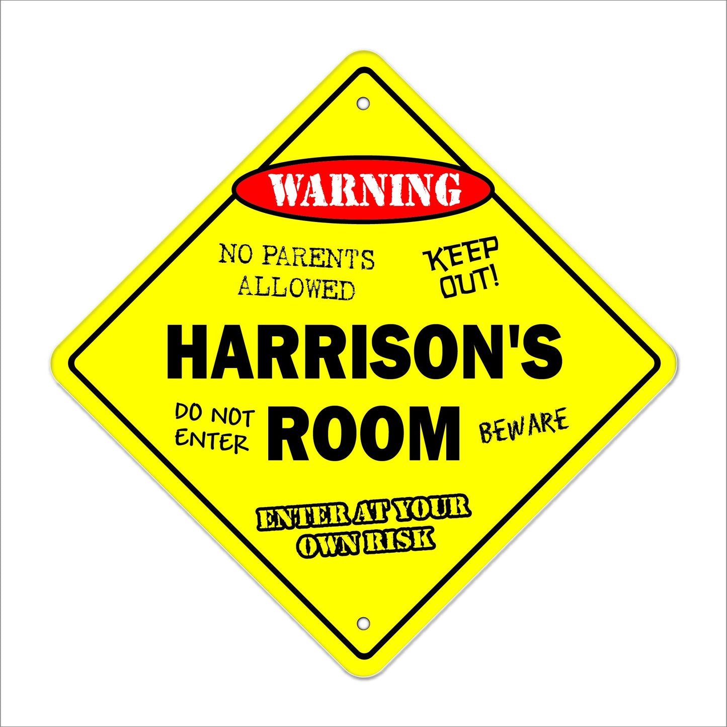Harrison's Room Sign Crossing Zone Xing | Indoor/Outdoor | 12" Tall Kids Bedroom Decor Door Children's Name boy Girl