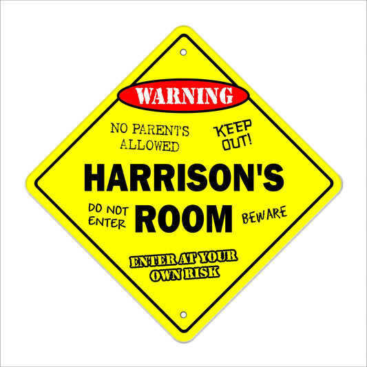 Harrison's Room Sign Crossing Zone Xing | Indoor/Outdoor | 12" Tall Kids Bedroom Decor Door Children's Name boy Girl