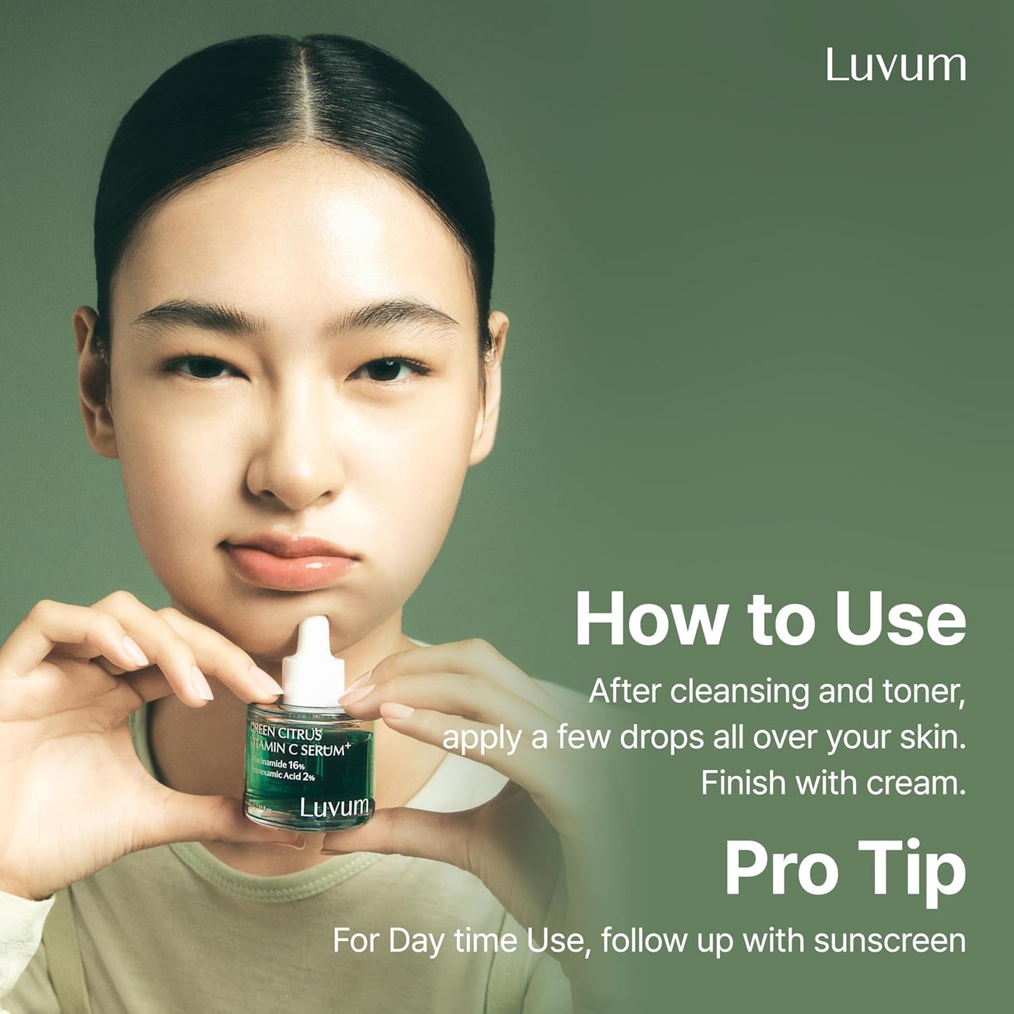 LUVUM Green Citrus Vitamin C Serum - 16% Niacinamide, 7x Vitamin C, 1.01 fl. oz