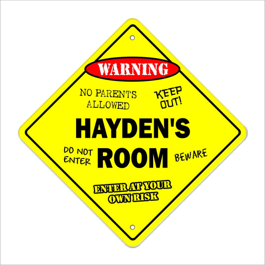 Hayden's Room Sign Crossing Zone Xing | Indoor/Outdoor | 12" Tall Kids Bedroom Decor Door Children's Name boy Girl