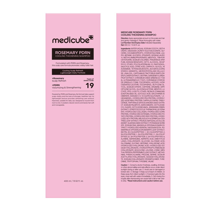 medicube Rosemary PDRN Clarifying Thickening Shampoo | Cooling, Clarifying Care for Thinning, Weak & Flaky Hair | Amino Acid Complex for Stronger, Thicker-Looking Hair | Korean Hair Care, 13.52 fl.oz