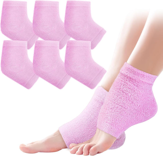 2 Pairs Silicone Socks for Dry Cracked Feet, Women's Foot Socks for Moisturizing (2 Colors Assorted, Fits Up to Size 10)