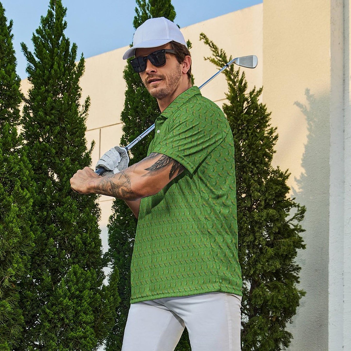 AYUNIX Golf Shirts for Men Funny Pickleball Shirts Pickles Polo Shirts Short Sleeve Performance Golf Polos