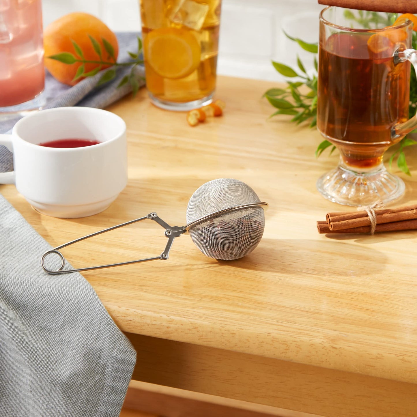 RSVP International Endurance Collection Loose Tea Infuser Spoon, 18/8 Stainless Steel, Dishwasher Safe, 6-1/2", Large Mesh, 2.5" Diameter