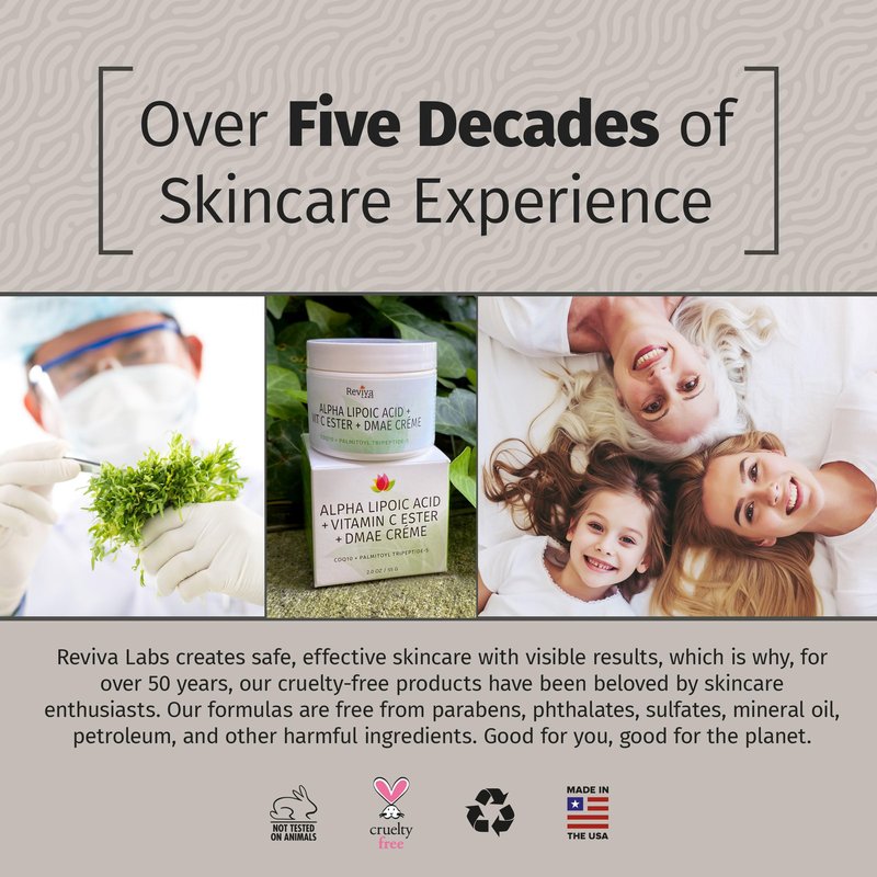 Reviva Labs DMAE Cream with Alpha Lipoic Acid, Vitamin C Ester - DMAE Lift and Firm Cream for Neck and Face - Skin Firming and Moisturizing Cream