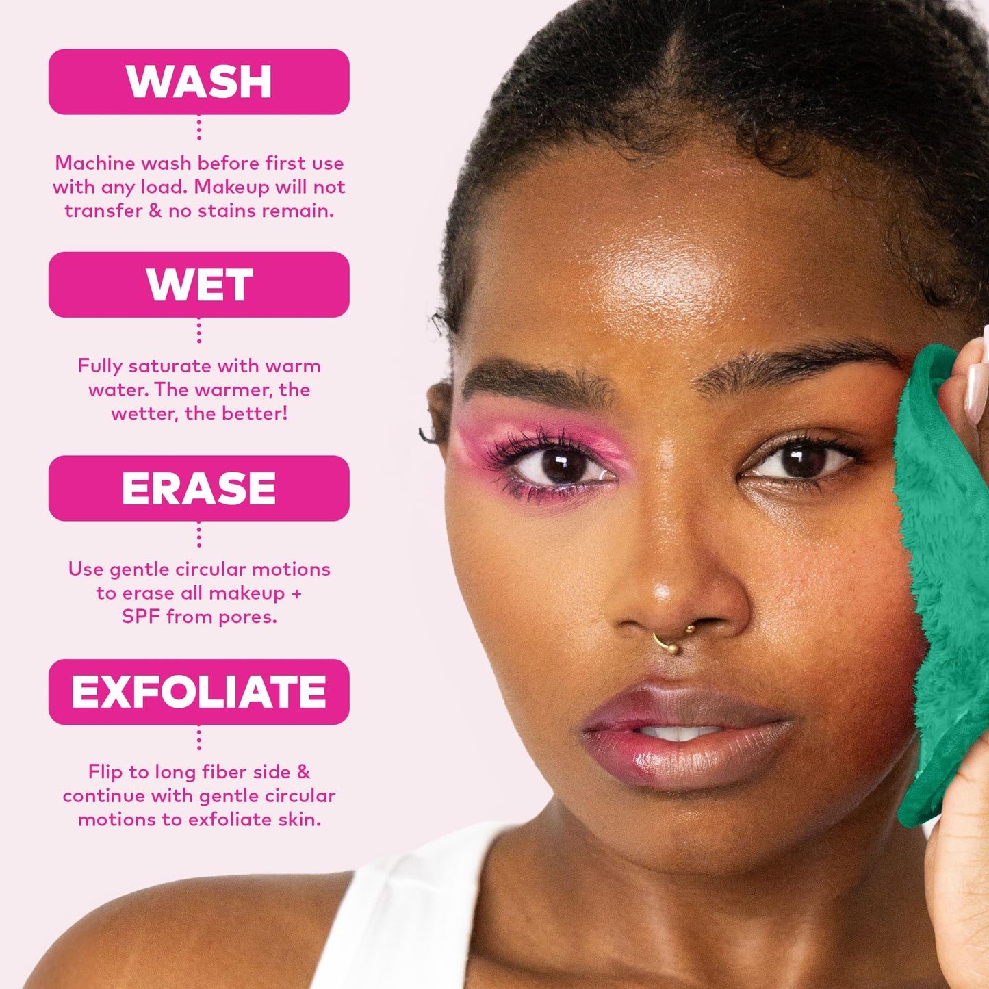 The Original MakeUp Eraser 7-Day Set, Erase All Makeup with Just Water, Including Waterproof Mascara, Eyeliner, Foundation, Lipstick, Sunscreen, and More! Recycled Green, 7 ct.