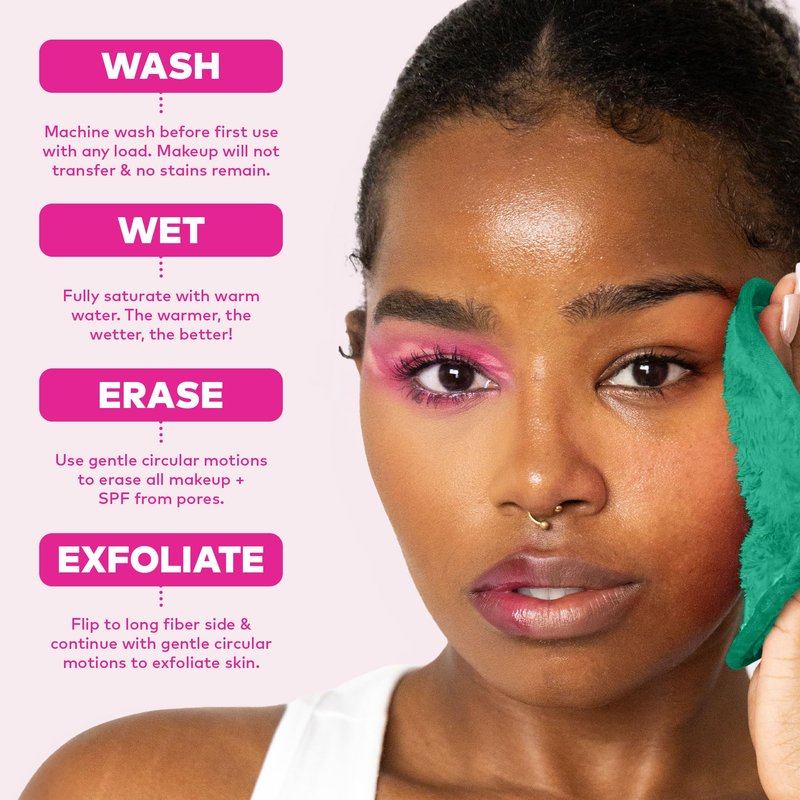 The Original MakeUp Eraser 7-Day Set, Erase All Makeup with Just Water, Including Waterproof Mascara, Eyeliner, Foundation, Lipstick, Sunscreen, and More! Recycled Green, 7 ct.