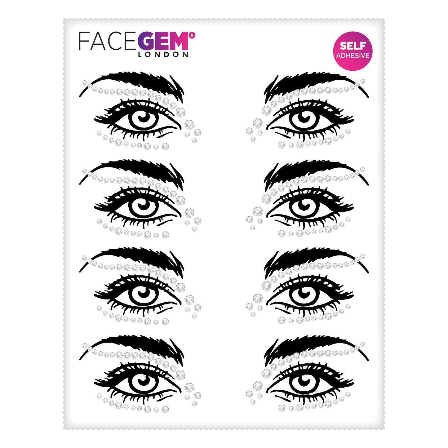 Face Gems – Face Jewels - Self-Adhesive Rhinestone Face Jewels for Makeup, Party & Rave Looks - Eye Gems, Face Glitter, Festival Face Gems, Glitter Tattoo, Self- Adhesive Festival Gems (Clear)