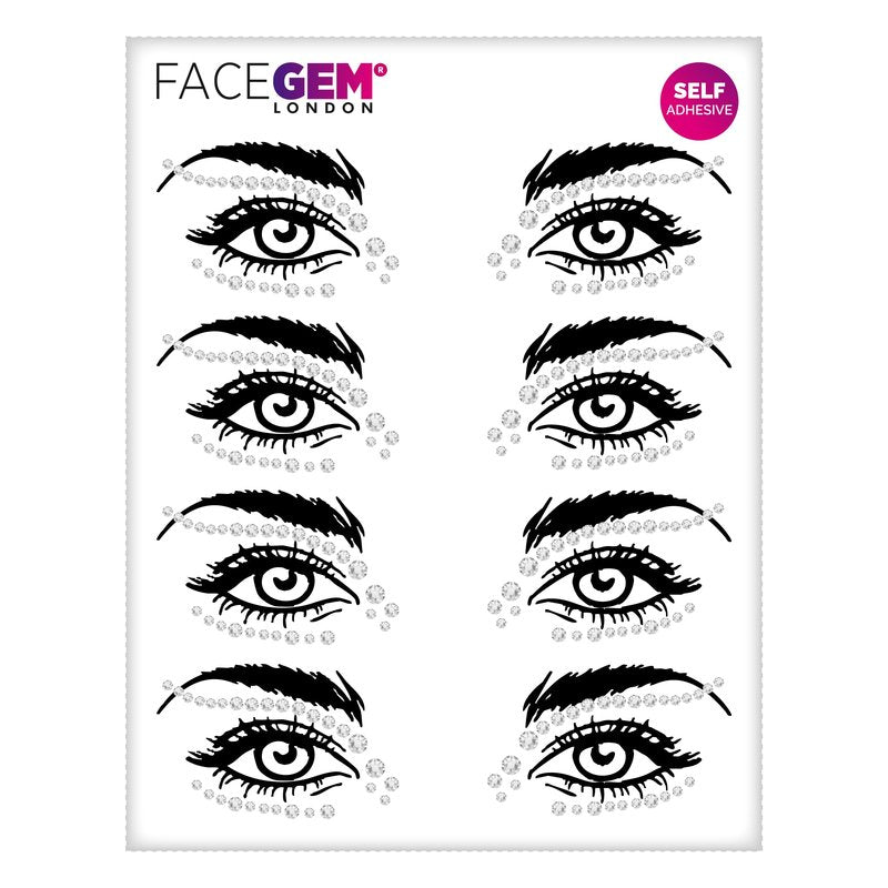 Face Gems – Face Jewels - Self-Adhesive Rhinestone Face Jewels for Makeup, Party & Rave Looks - Eye Gems, Face Glitter, Festival Face Gems, Glitter Tattoo, Self- Adhesive Festival Gems (Clear)