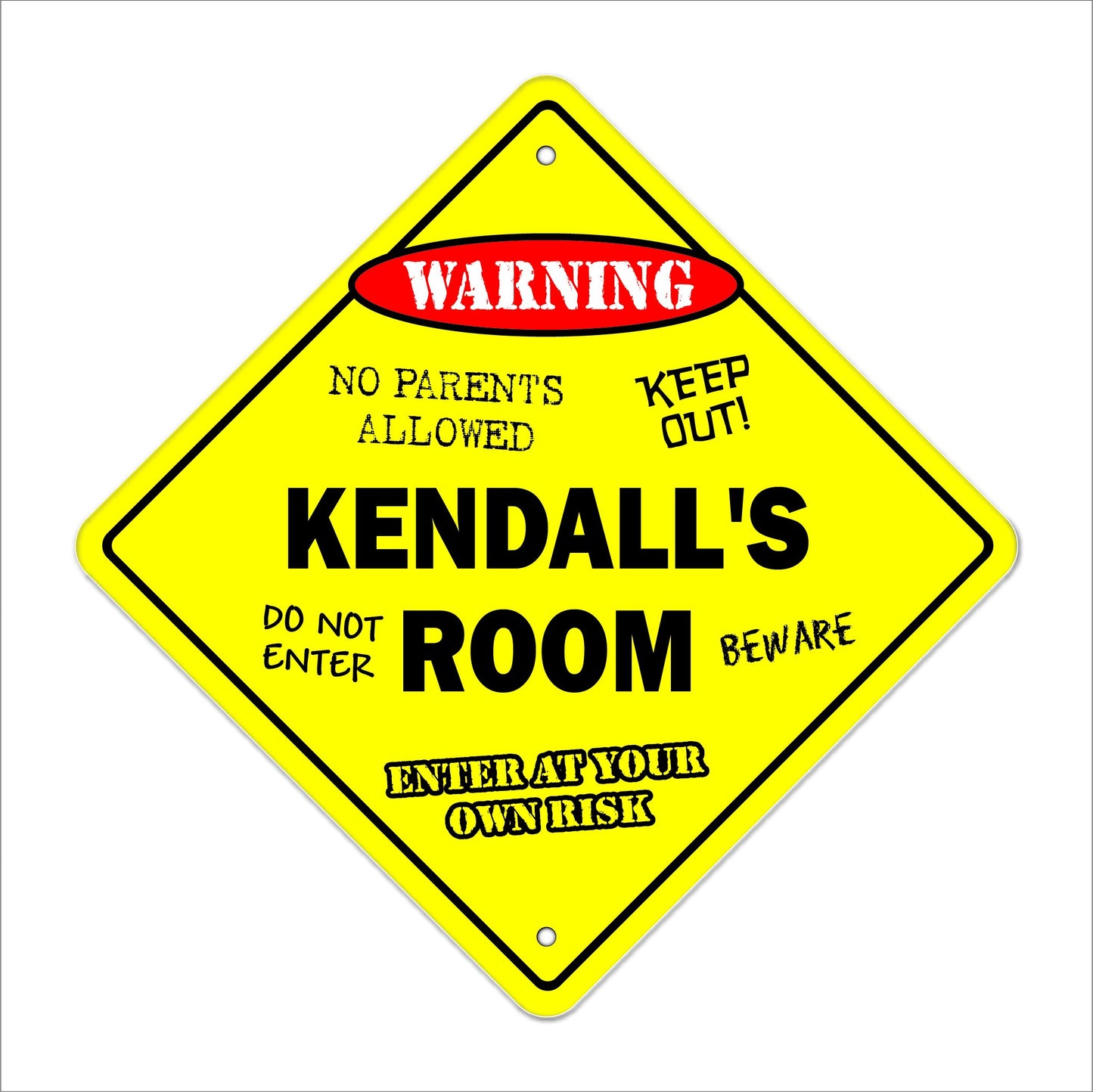 Kendall's Room Sign Crossing Zone Xing | Indoor/Outdoor | 12" Tall Kids Bedroom Decor Door Children's Name boy Girl