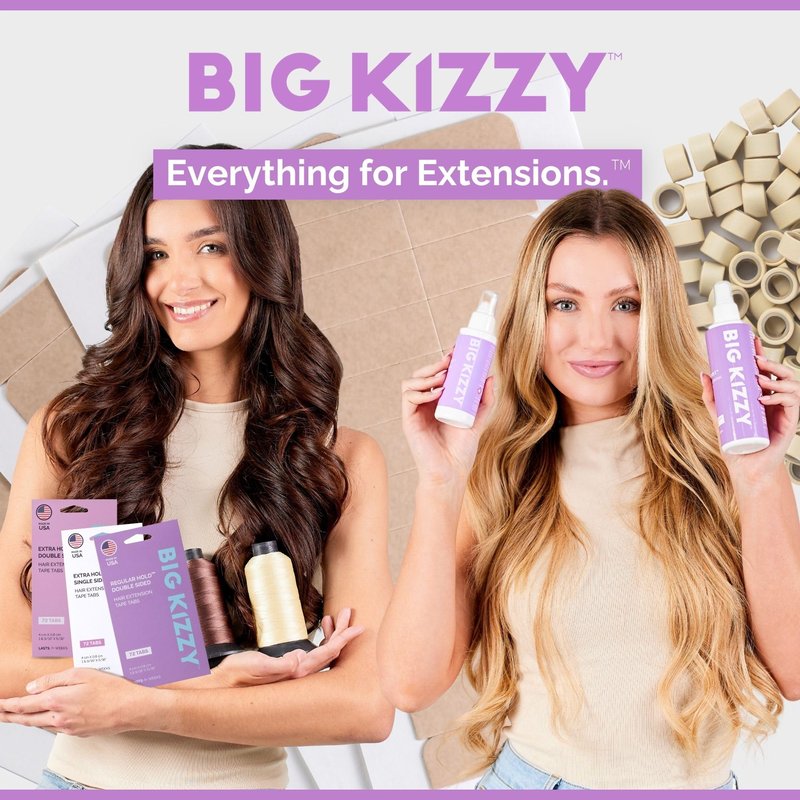 Big Kizzy Extra Hold Double Sided Hair Extension Tape - 144 tabs replacement tape - Strong hold of 6-8+ weeks - Made in USA