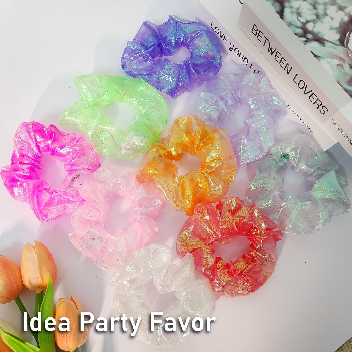 18 Pcs Light Up Mermaid Scrunchies, Glow Hair Scrunchy for Girl & Women, Multi Glow Modes, Glow in the Dark Accessories for Rave Neon Slumber Party