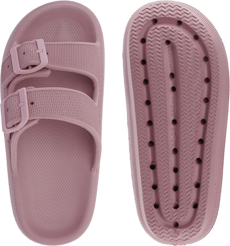 WHITIN Slides Shower Slides Women Men Thick Sole Open Toe Massage Double Buckle Slippers EVA Foam Soft Cushion Bathroom House Spa Pool Sandals Blush
