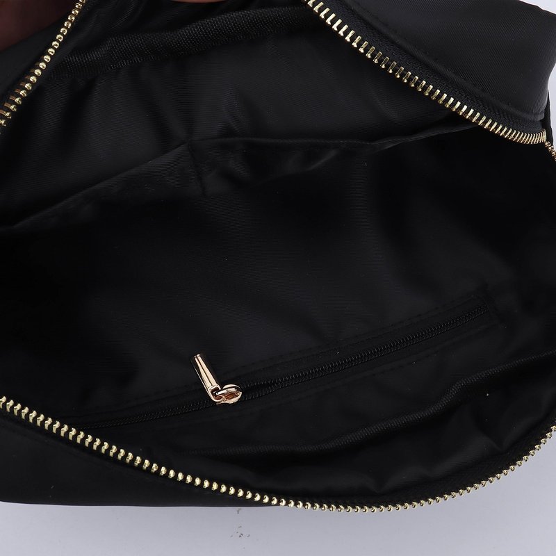 SkyTen Chenille Letter Make Up Bag Nylon Cosmetic Case Stuff Glam Stoney Clover Dupe Travel Organizer (Black, XL)