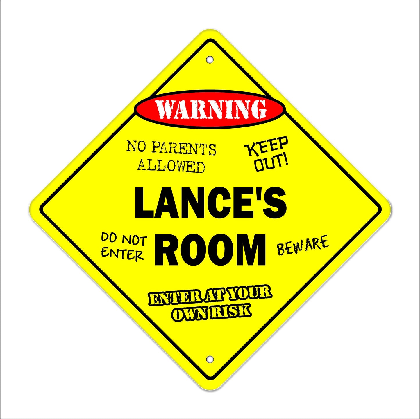 Lance's Room Sign Crossing Zone Xing | Indoor/Outdoor | 12" Tall Kids Bedroom Decor Door Children's Name boy Girl
