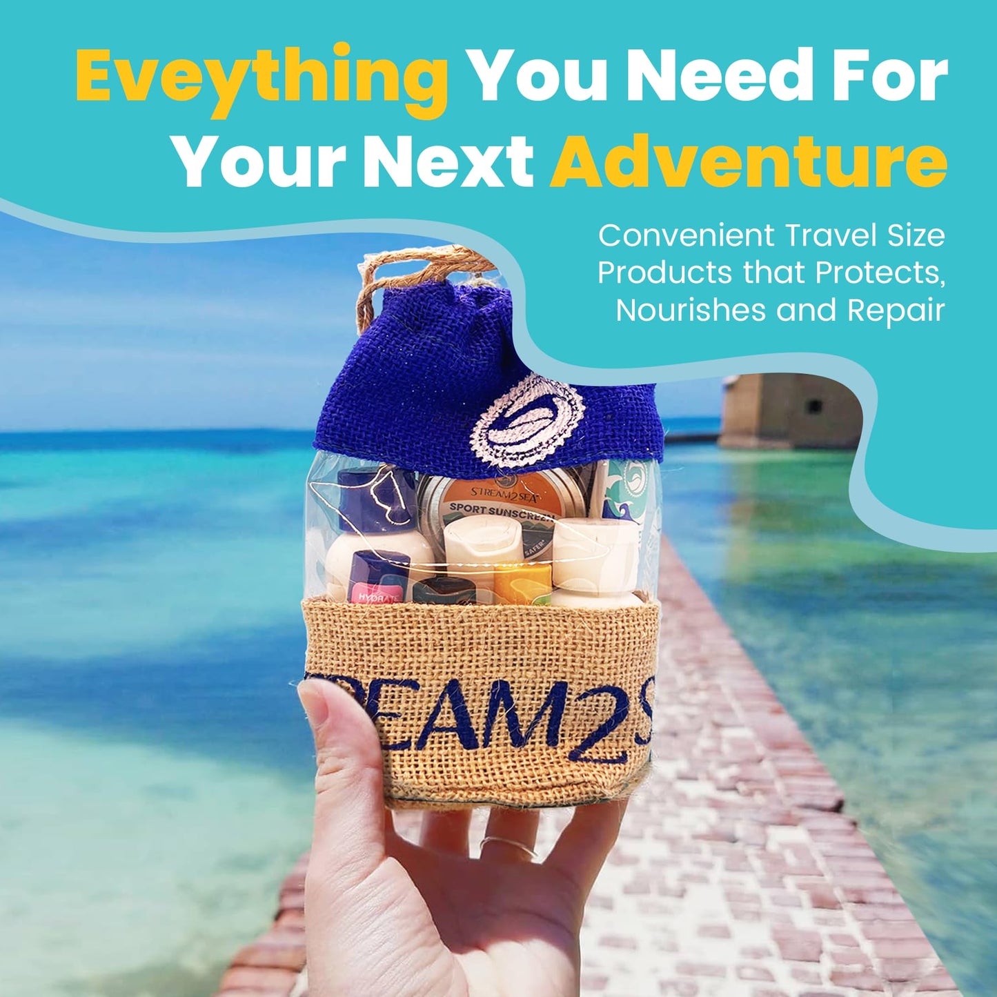 STREAM 2 SEA Natural Hair & Skin Care Gift Set, Travel Kit