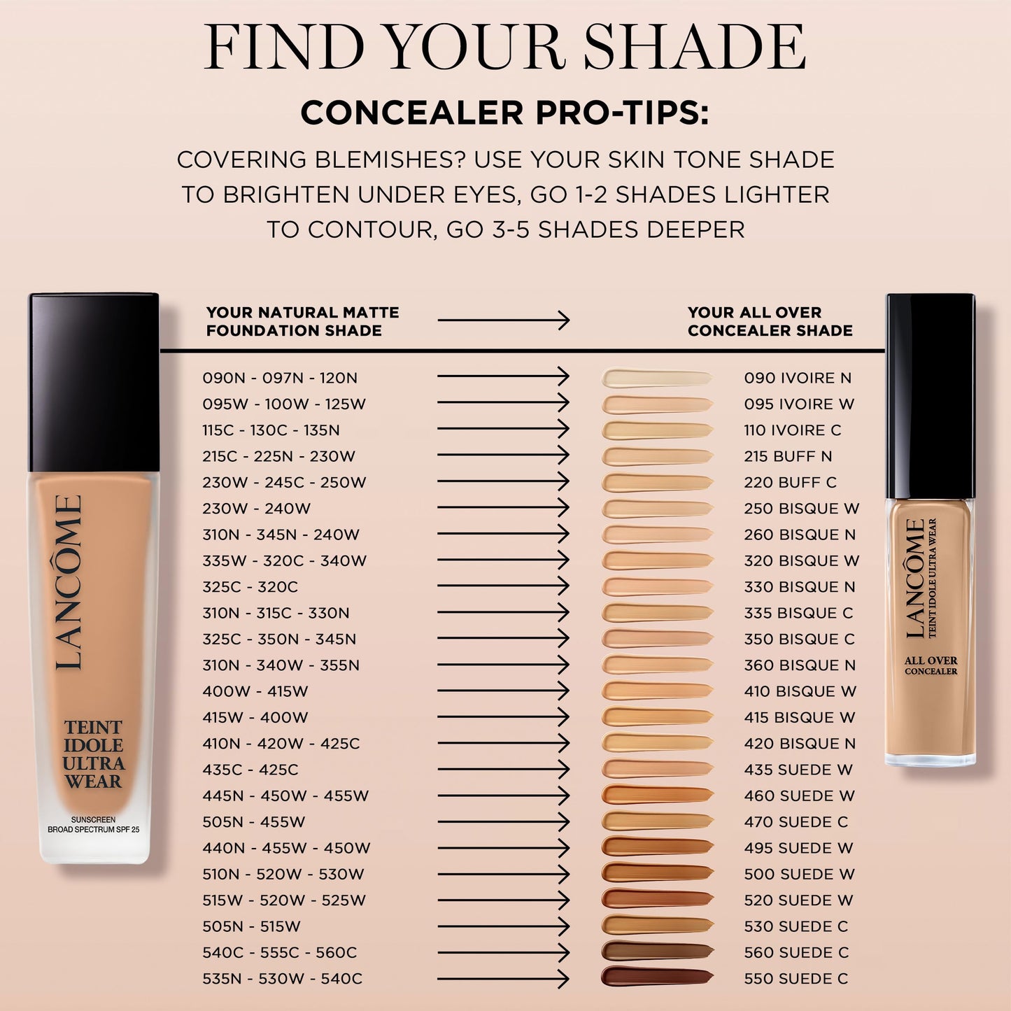 Lancôme Teint Idole Ultra Wear Natural Matte Foundation- Longwear, Medium-Full Coverage, Natural Finish, Waterproof & Hydrating - 505N (Deep Skin with Neutral/Deep Peachy Undertones), 1 Fl Oz