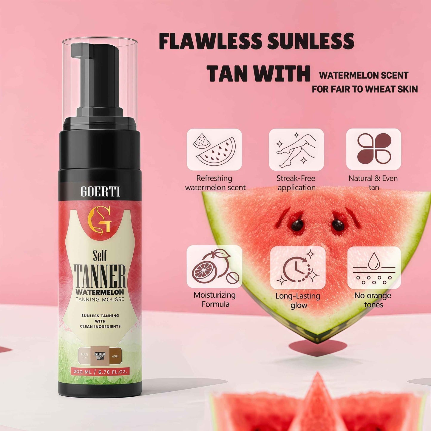 Self Tanner Mousse+Face & Body Sunless Tanner Application- With Natural & Organic lngredients, Self Tanner Kit for Face & Body, Self Tanning Mousse for Medium fake tan, 1.5 Hour Express Tannig Foam