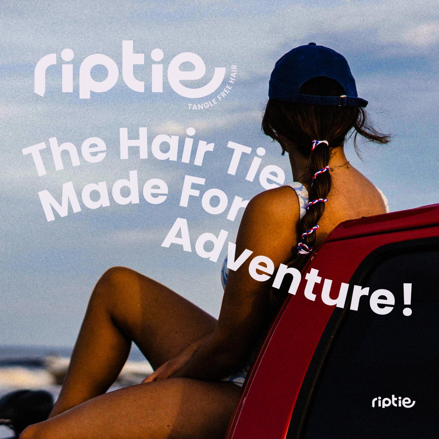 Rip Tie Regular Soft Tangle-Free Hair Tie for Women, Nylon Hair Elastic, Colorful Hair Accessory - As Seen on Shark Tank - 3 Pack Tropical