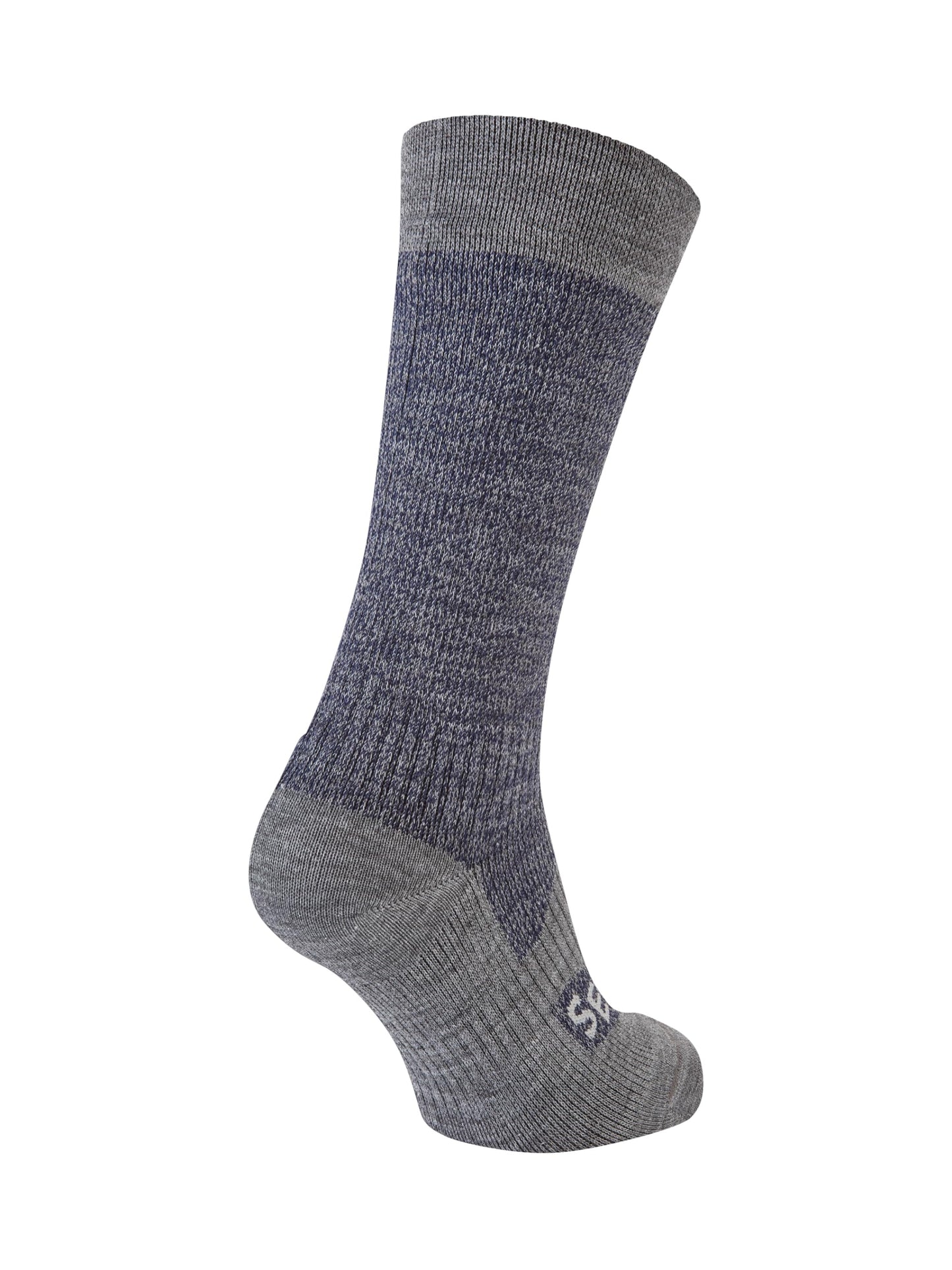 SEALSKINZ Raynham Unisex Waterproof All Weather Mid Length Sock, Navy Blue/Grey Marl, XL