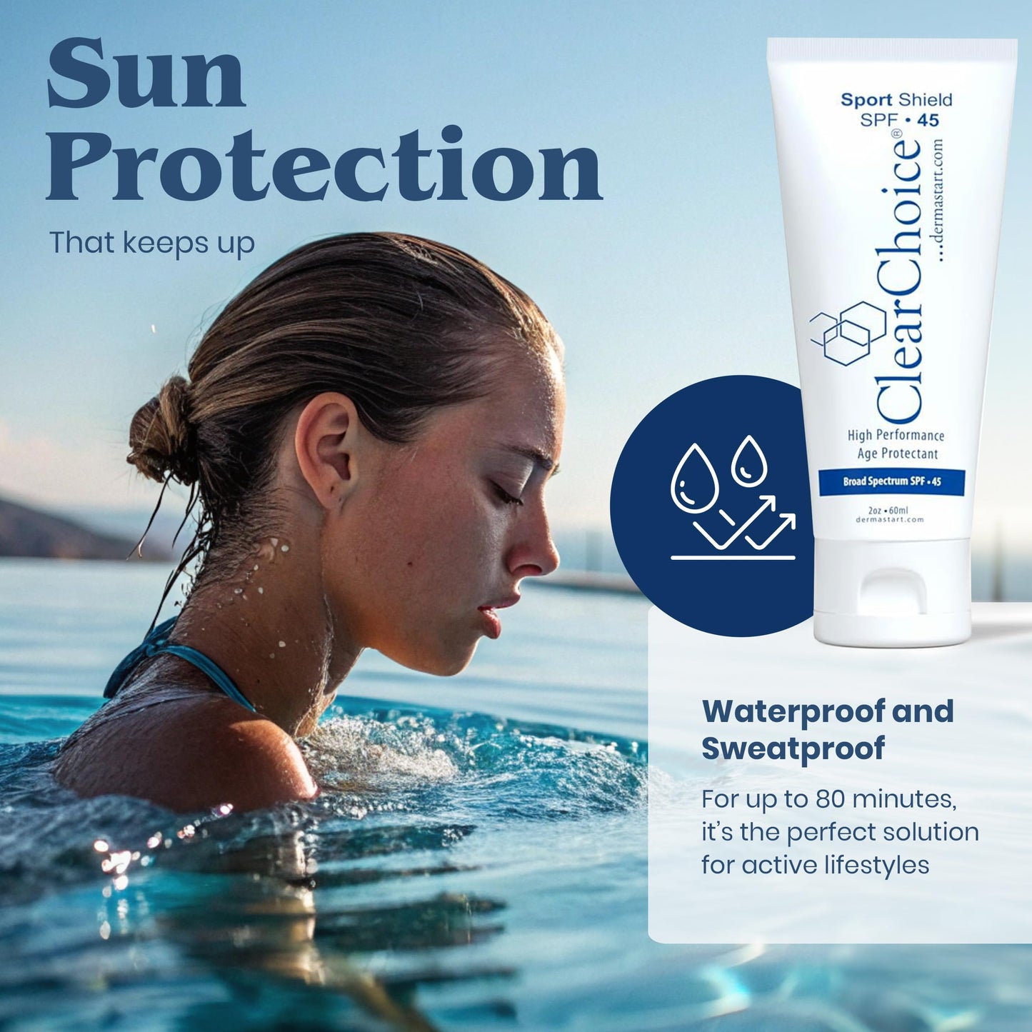 Clear Choice Sport Shield SPF 45 – Mineral Sunscreen & Moisturizer | Non-Greasy Broad-Spectrum Face & Body SPF | Micronized Zinc Oxide | No White Cast | Dermatologist Recommended 60 ml / 2 oz