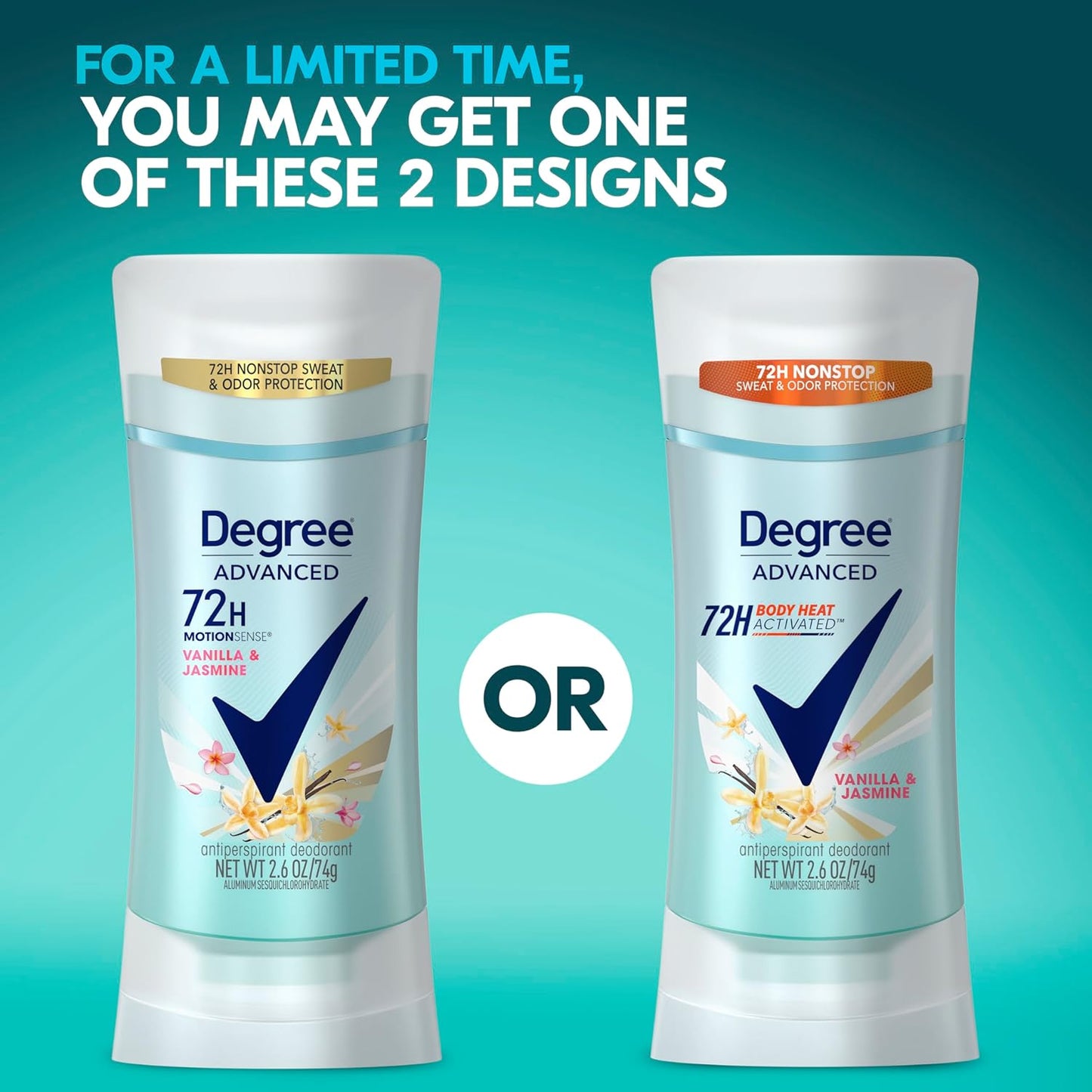 Degree Advanced Protection Antiperspirant Deodorant Sheer Powder for 72-Hour Sweat & Odor Control for Women, with Body Heat Activated Technology, 2.6 oz