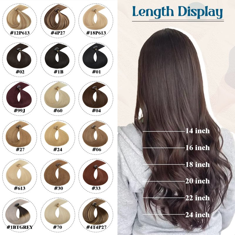 16inch Nano Beads Ring Hair Extensions Human Hair Light Auburn Pre Bonded I Tip Keratin Cold Fusion Stick Tipped Hairpiece Iron Loop Link Straight Micro Bead Remy Hair for Women #30 50g 50strands