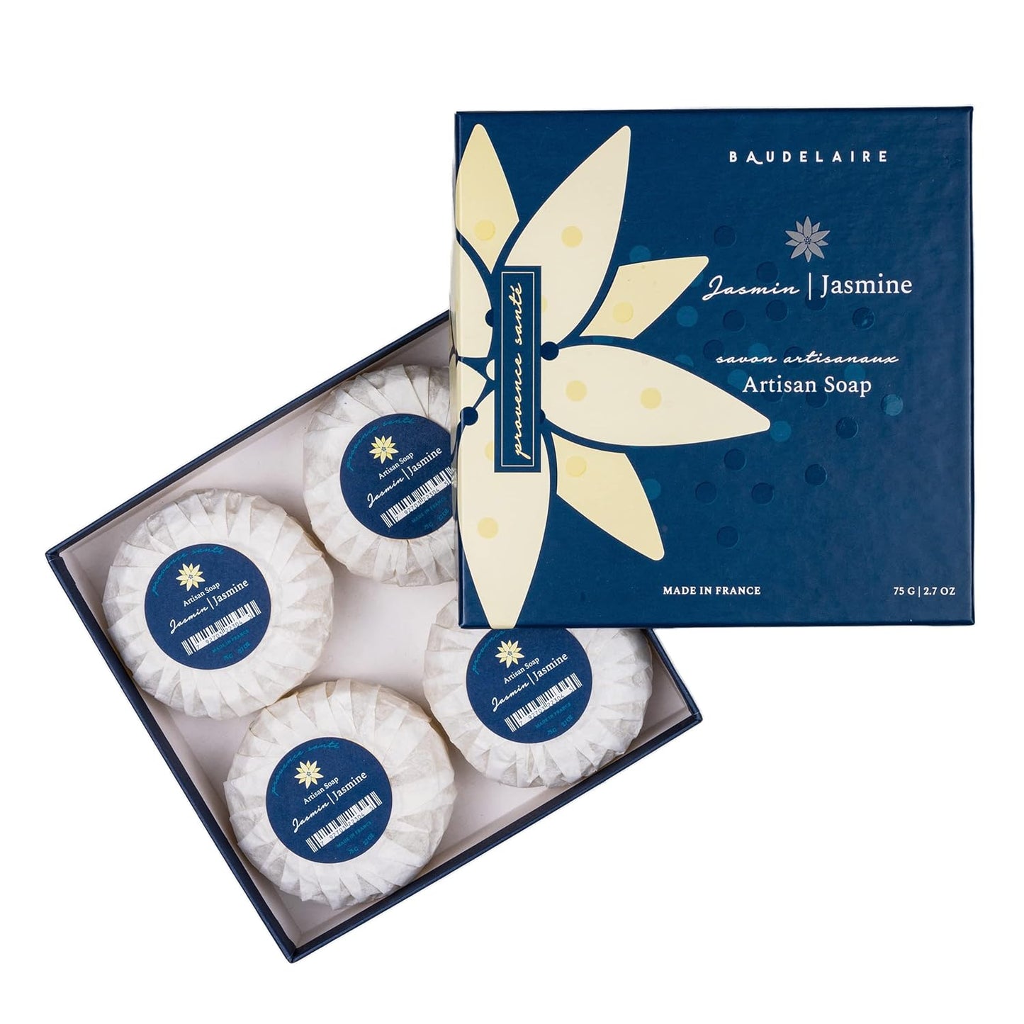 Luxury French Cleansing Bar - Moisturizing Shea Butter & Jasmine - 2.7oz | 4-Bar Gift Box