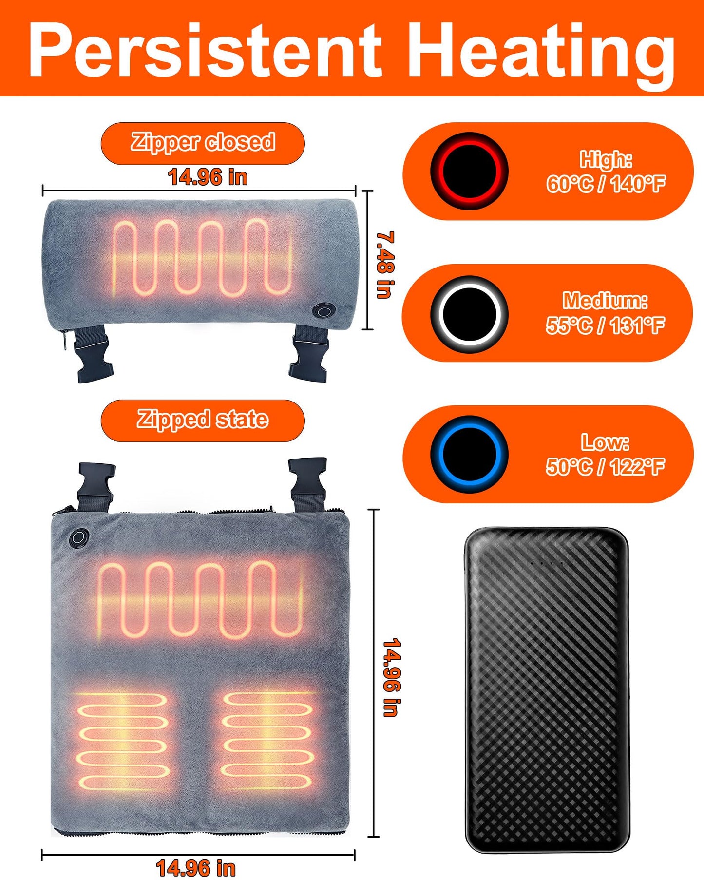 Hand Warmer Pouch Rechargeable, Portable Graphene Heated Gloves Handwarmers Bag with 10000MAH Battery,3 Heat Modes, Fast Electric Heating Pouch for Women,Kids, Hunting,Camping&Xmas Gifts